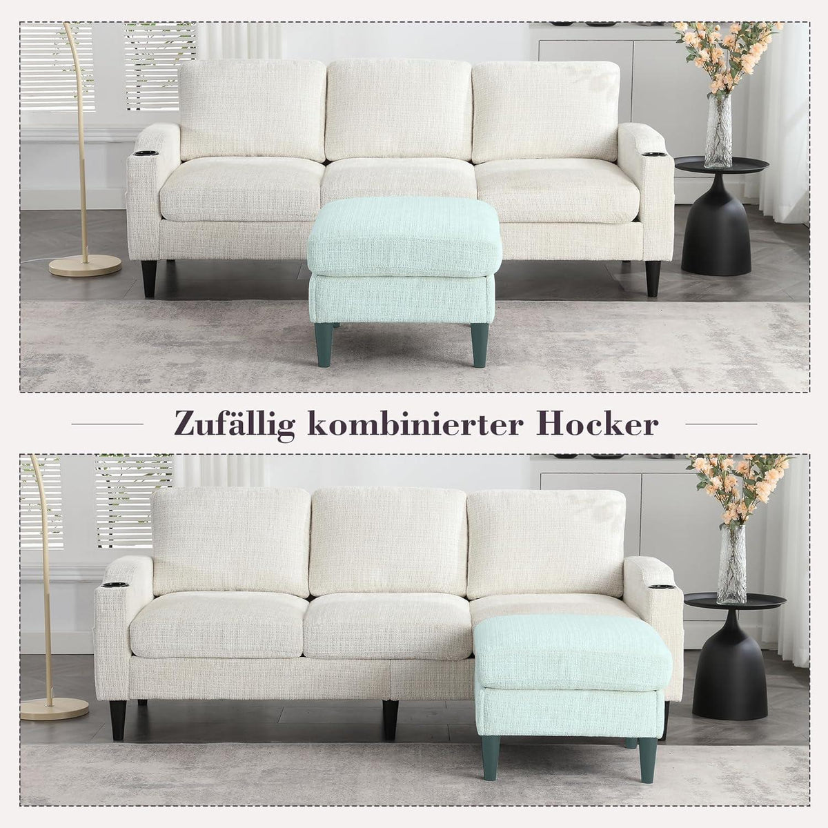 Ecksofa mit Schlaffunktion, 4-Sitzer, Gelb