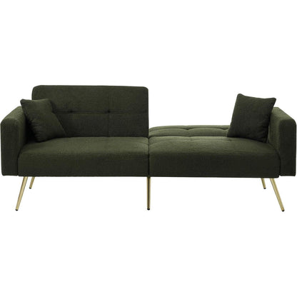 Schlafsofa mit verstellbarer Rückenlehne & goldenen Beinen (Grün)
