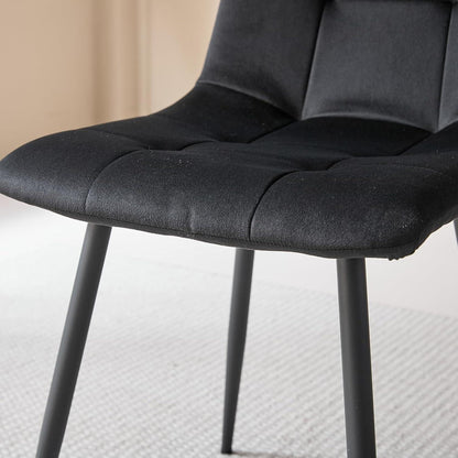 8 Esszimmerstühle Modern, Samt & Cord, Schwarz