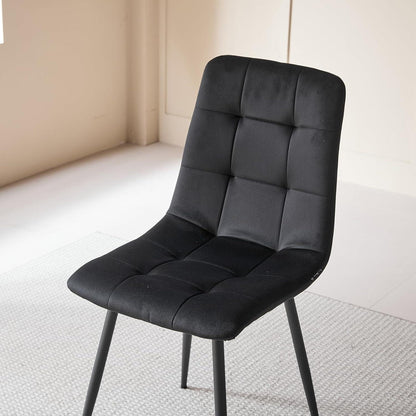 8 Esszimmerstühle Modern, Samt & Cord, Schwarz