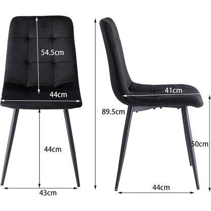 8 Esszimmerstühle Modern, Samt & Cord, Schwarz + Hellgrau