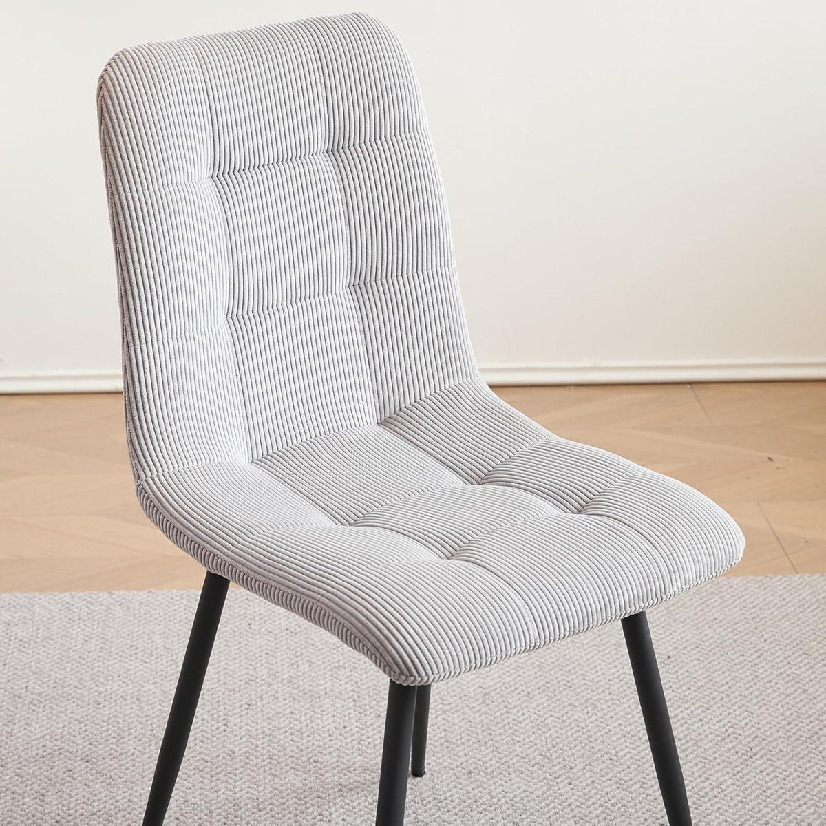8 Esszimmerstühle Modern, Samt & Cord, Schwarz + Hellgrau