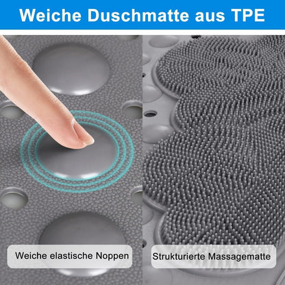 Rutschfeste Duschmatte 80x80 cm | TPE Massage Matte mit Saugnäpfen