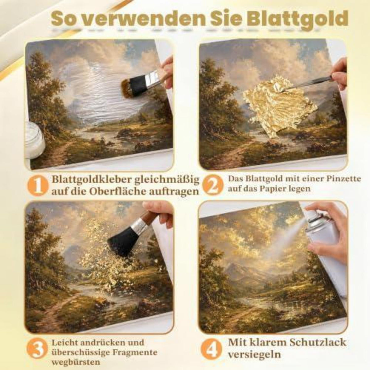 200 Blatt Blattgold Imitation – Goldfolie zum Basteln & Dekorieren