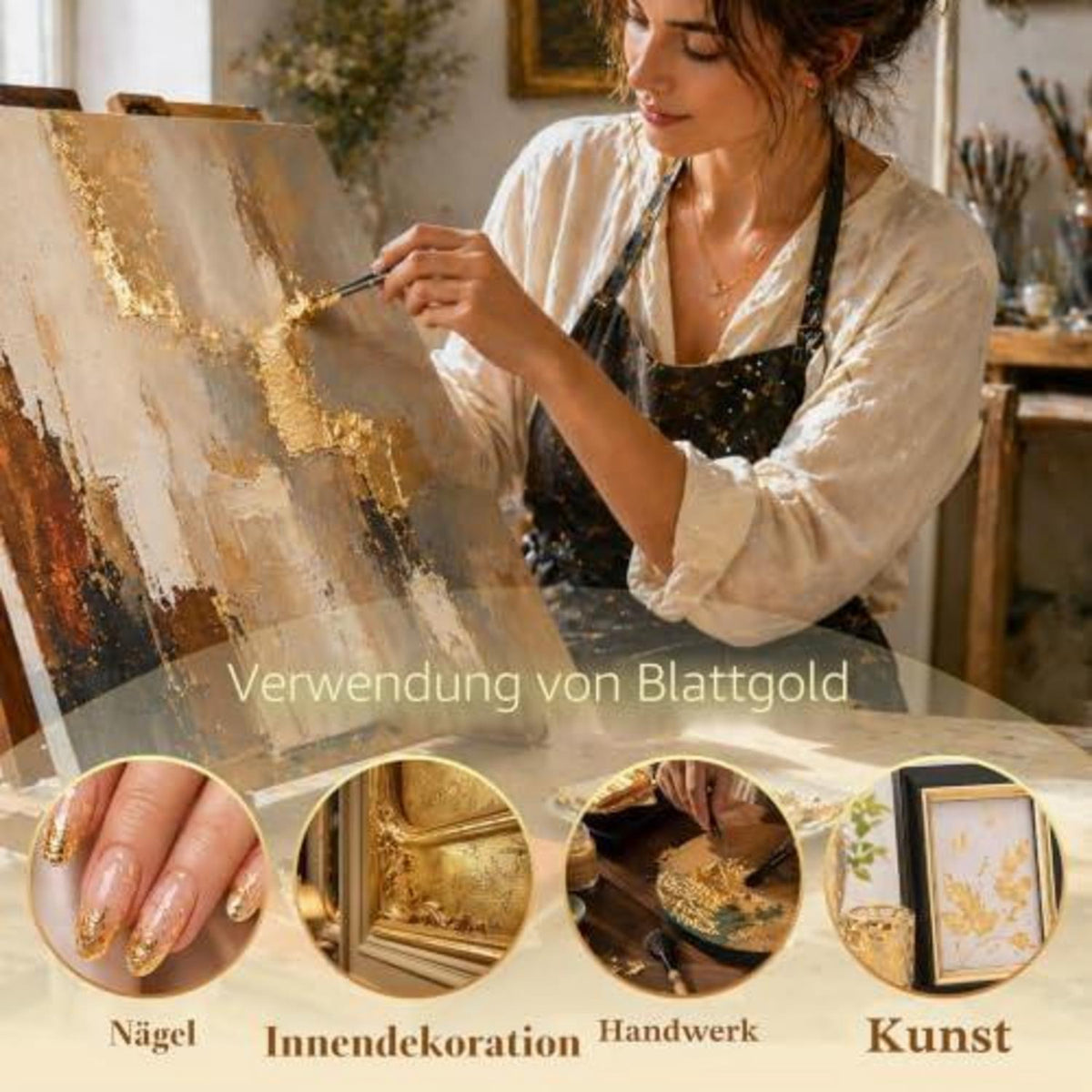 200 Blatt Blattgold Imitation – Goldfolie zum Basteln & Dekorieren