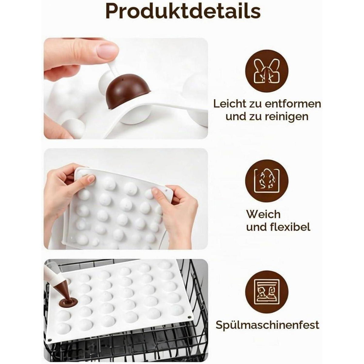 35-Loch Silikonform Kugel | Schokoladen, Eis, Pralinen & Gelee
