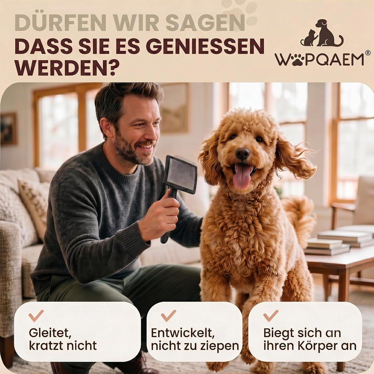 Slicker Bürste für Hunde & Katzen – Langhaar & Unterwolle