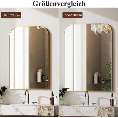 Goldener Wandspiegel 60x90 cm mit abgerundeten Ecken
