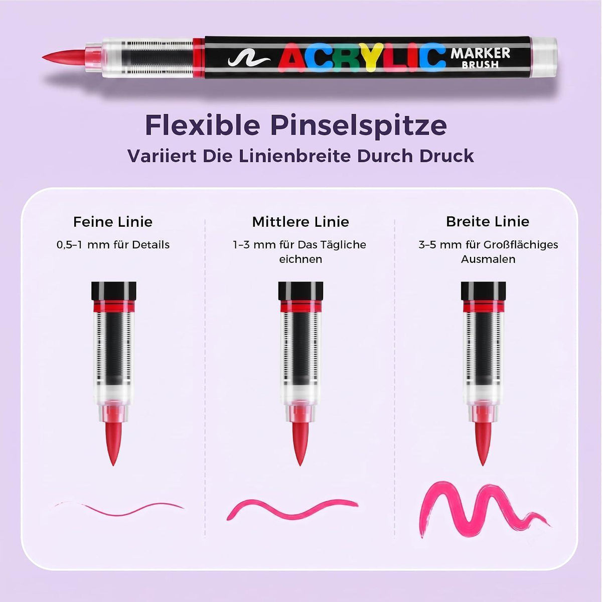 Acrylmarker Set 168 Farben – Pinselspitze, Deckend & Permanent