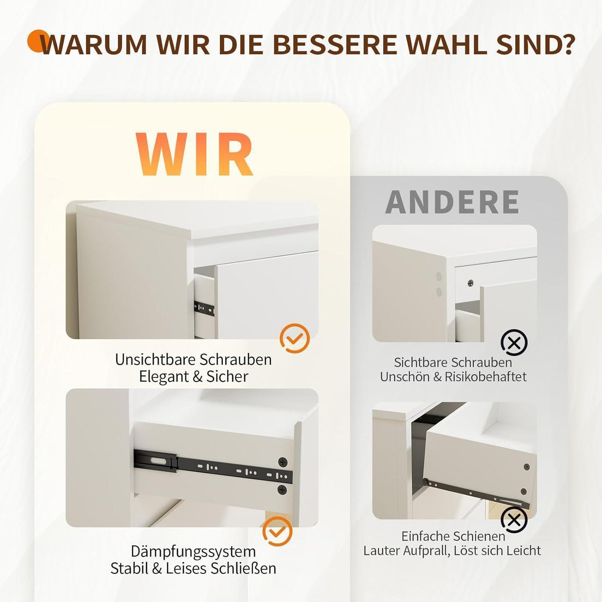 Weisse Kommode mit 6 Schubladen – 120x40x75 cm