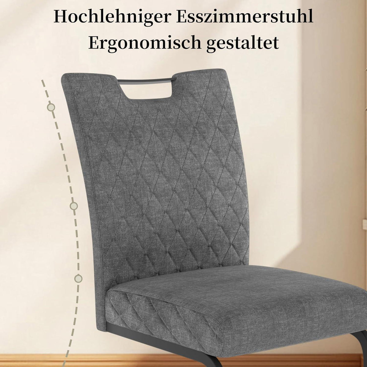 Schwingstuhl Set 2 Grau – Polsterstuhl mit Sitzkissen