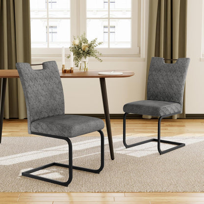 Schwingstuhl Set 2 Grau – Bequemer Esszimmerstuhl mit Sitzkissen