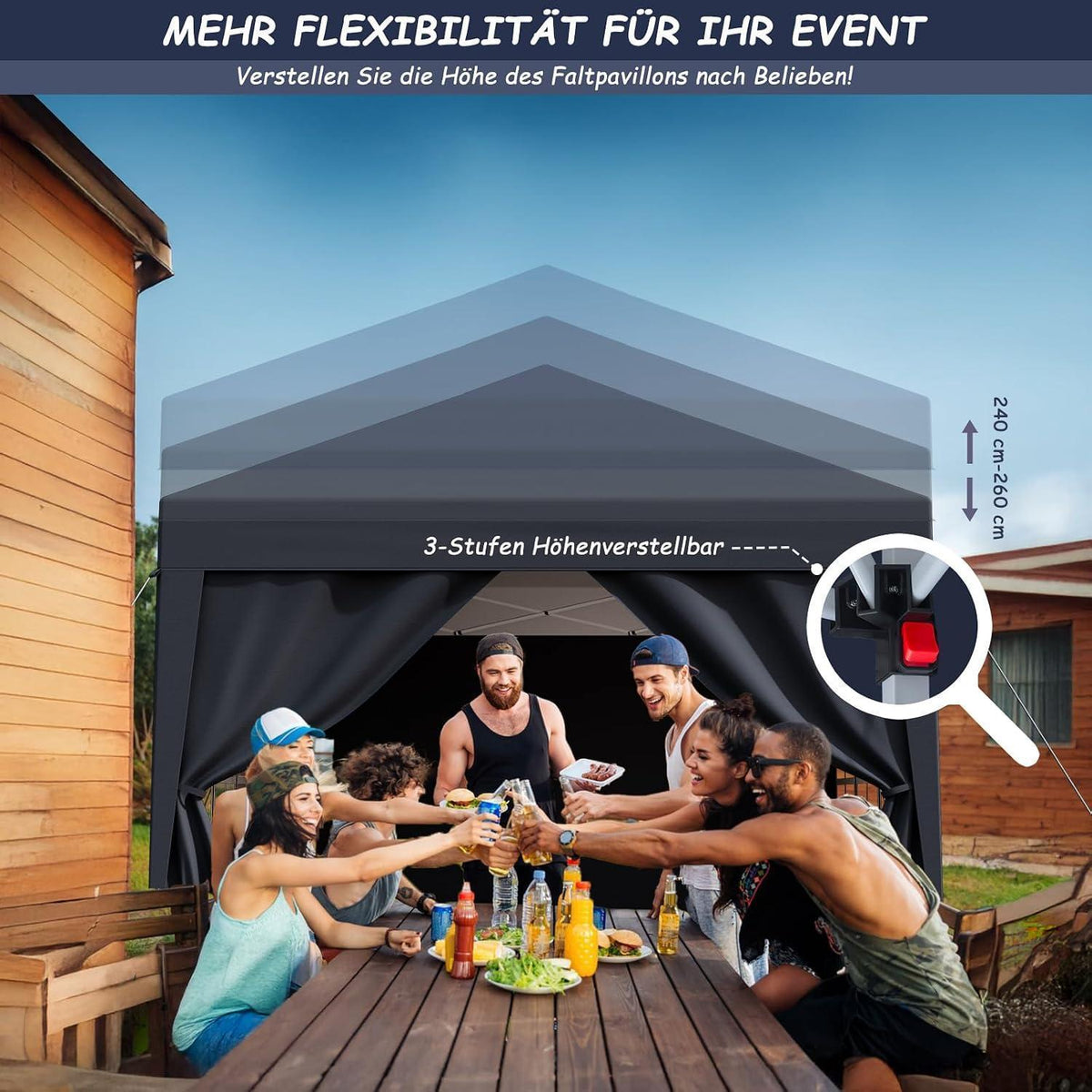3x3 Pavillon mit Seitenwänden – Dein Garten-Treffpunkt