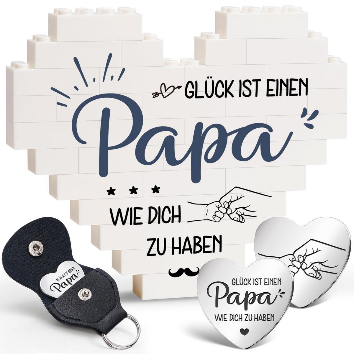 Geschenkset Papa: Herz & Schlüsselanhänger für Vatertag