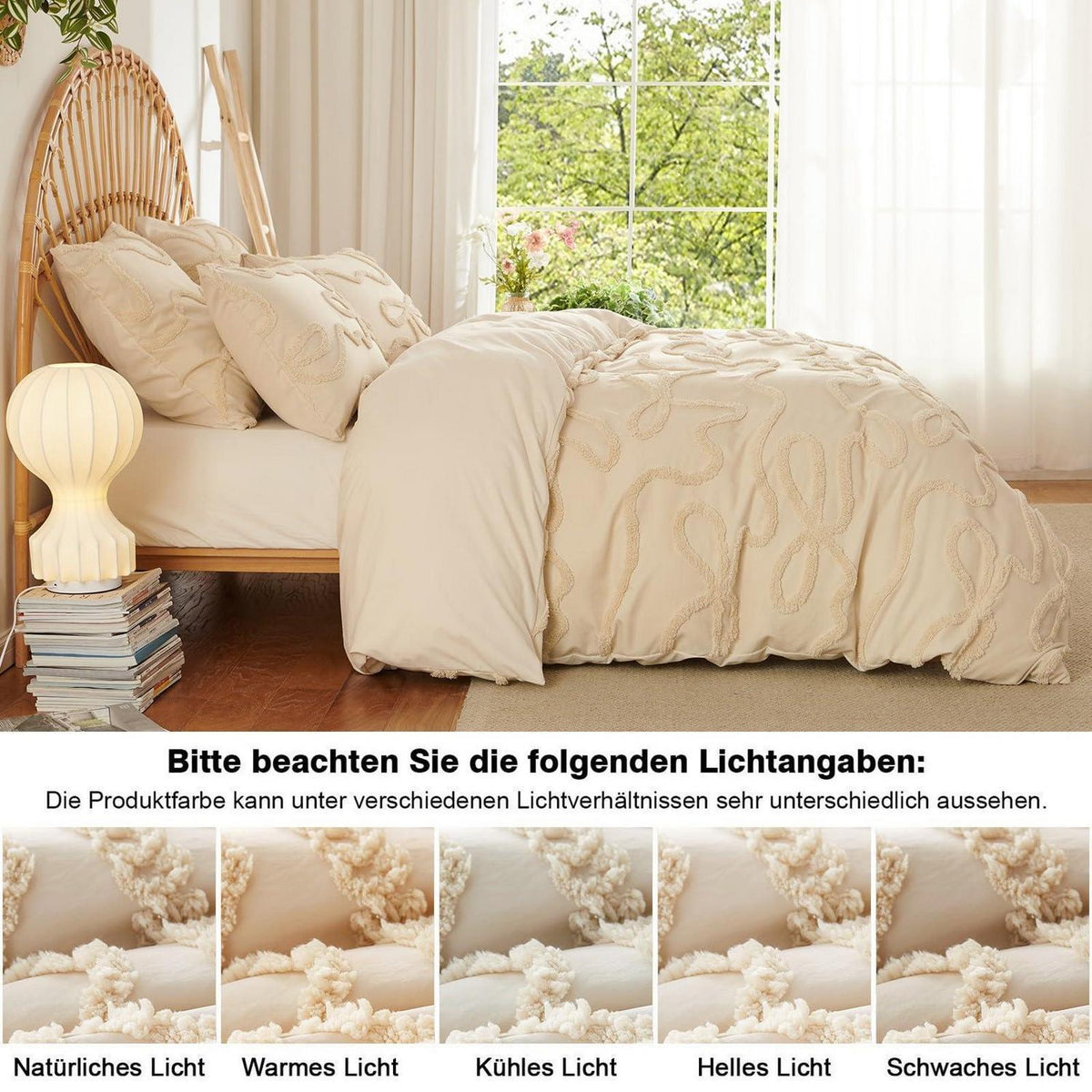 Getuftetes Bettwäsche-Set Beige 135x200cm – Boho Chic