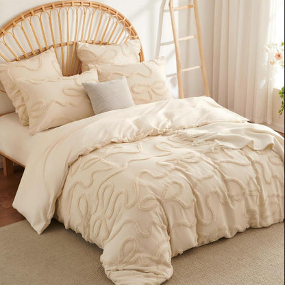 Boho Tufting Bettwäsche Set Beige 200x200cm