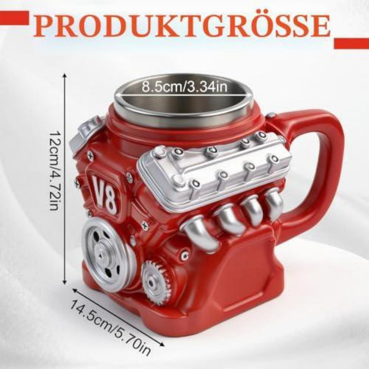 V8 Motor Kaffeetasse – 3D Motorsägen Design Becher