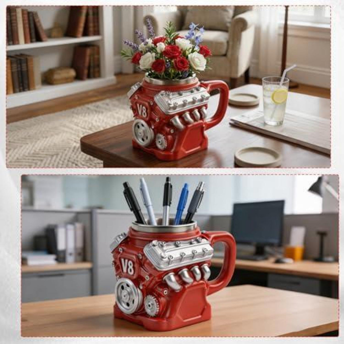 V8 Motor Kaffeetasse – 3D Motorsägen Design Becher