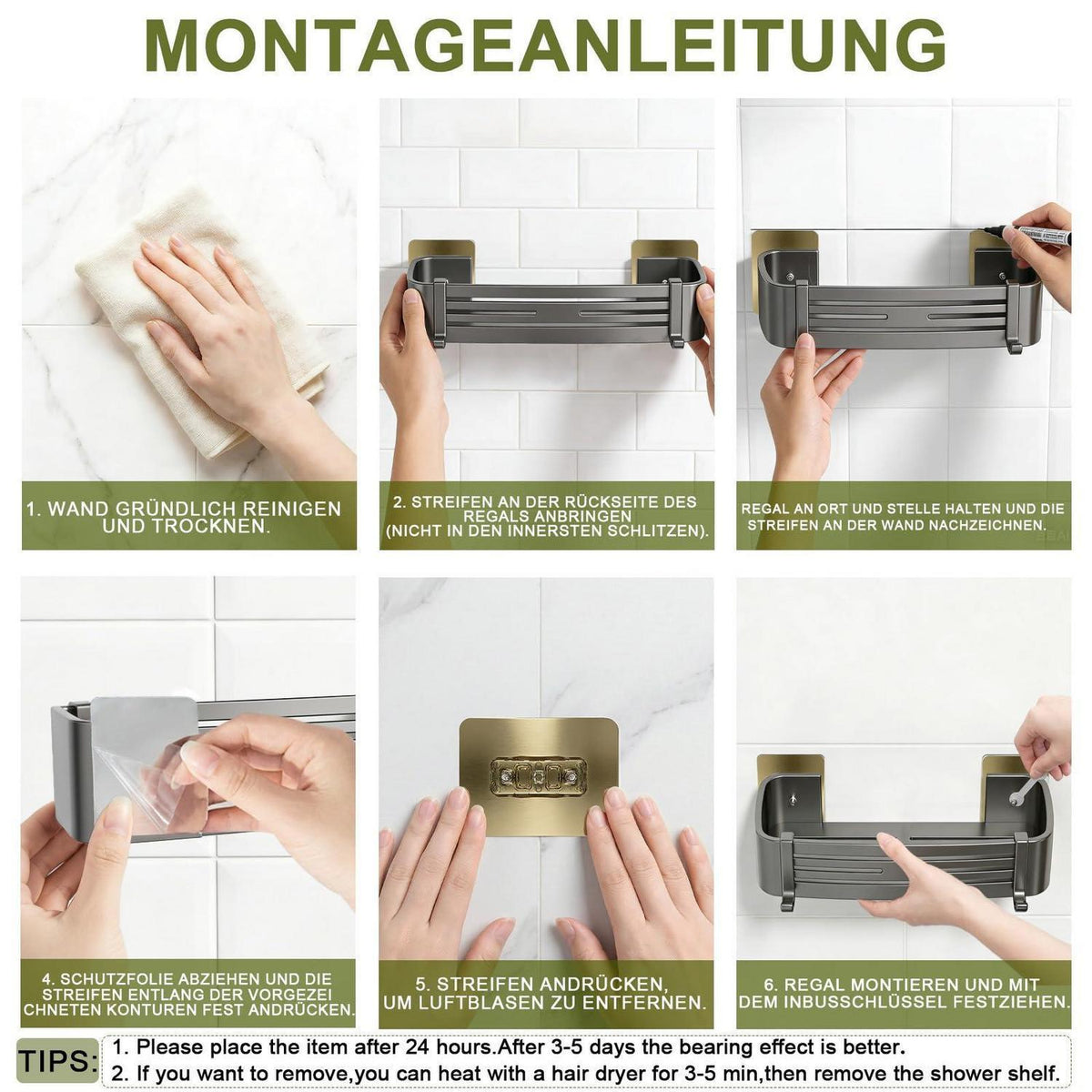 Duschablage ohne Bohren – Rostfreies Duschregal 2er-Set