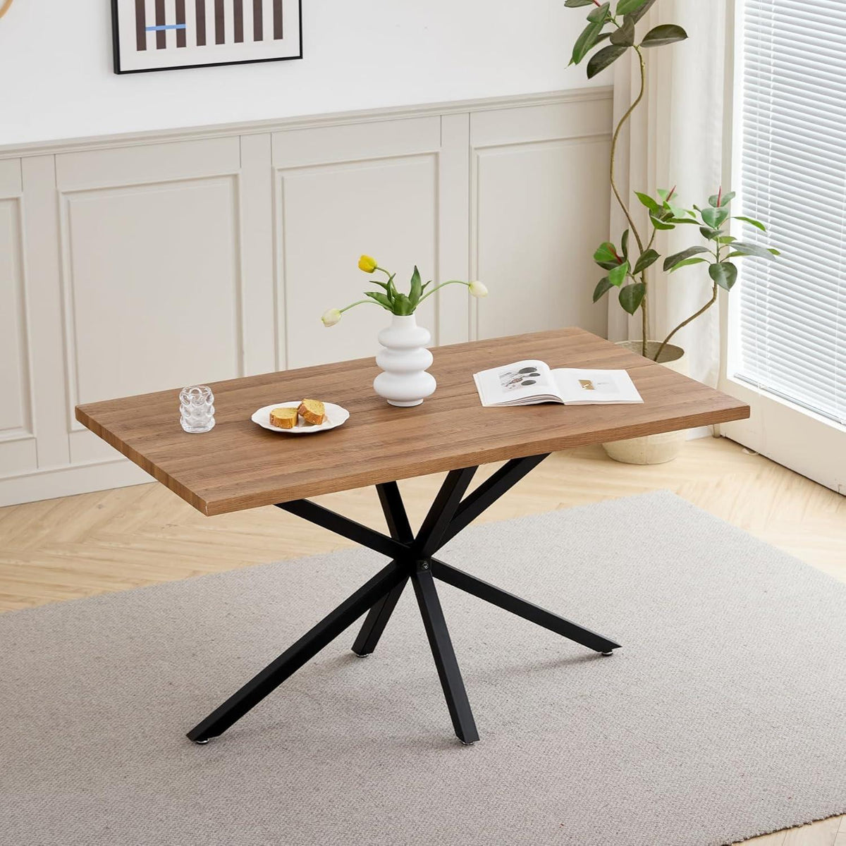 Esstisch Set mit 6 Cord-Stühlen – Modernes Esszimmer-Ensemble