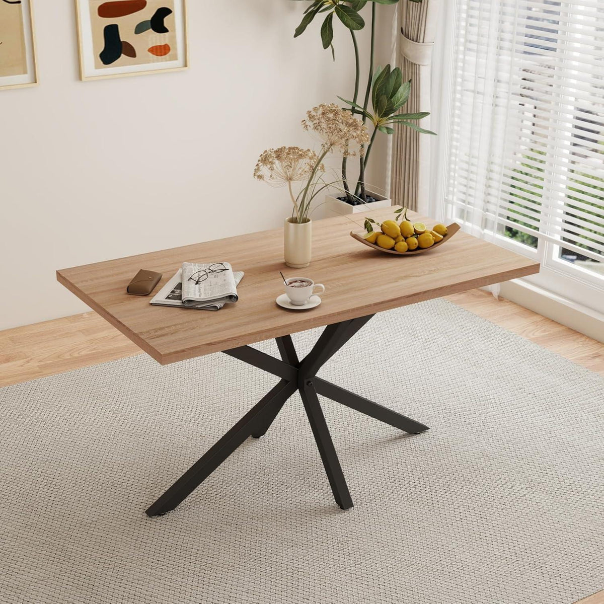 Esstisch Set mit 6 Cord-Stühlen – Modern & Rosa