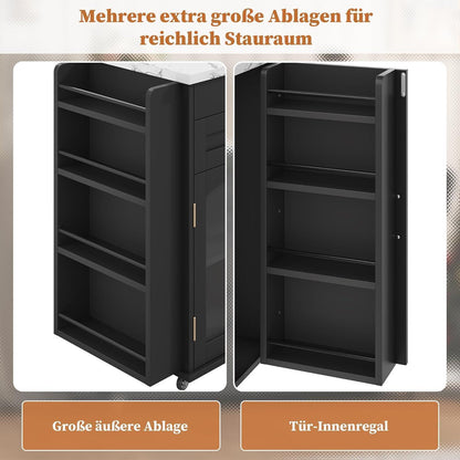 Küchenwagen mit Rollen & Klappplatte – Servierwagen Schwarz