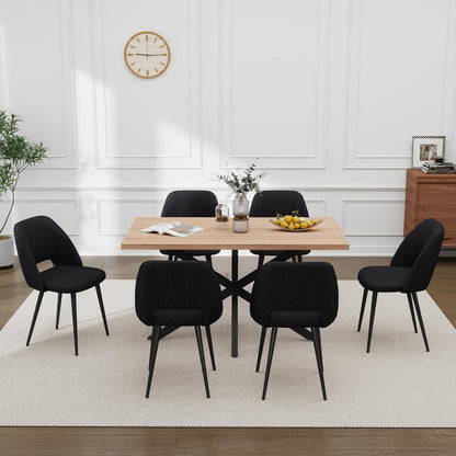 Moderner Esstisch Set mit 6 Cord-Stühlen (140x80cm)