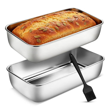 Edelstahl Brotbackform 2er Set mit Silikonpinsel