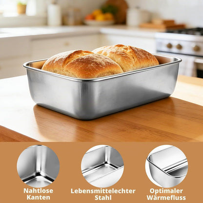 Edelstahl Brotbackform 2er Set mit Silikonpinsel