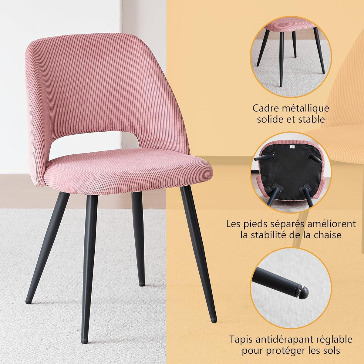 Esstisch Set mit 6 Cord-Stühlen – Modern & Komfortabel