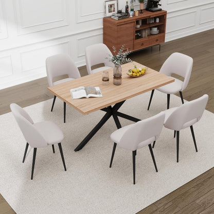Moderner Esstisch Set mit 6 Cord-Stühlen – 140x80cm