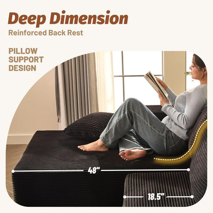 Modulares Schlafsofa L-Form Schwarz mit Recamiere rechts