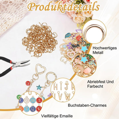 Schlüsselanhänger Bastelset – 404 Teile DIY Schmuck Zubehör
