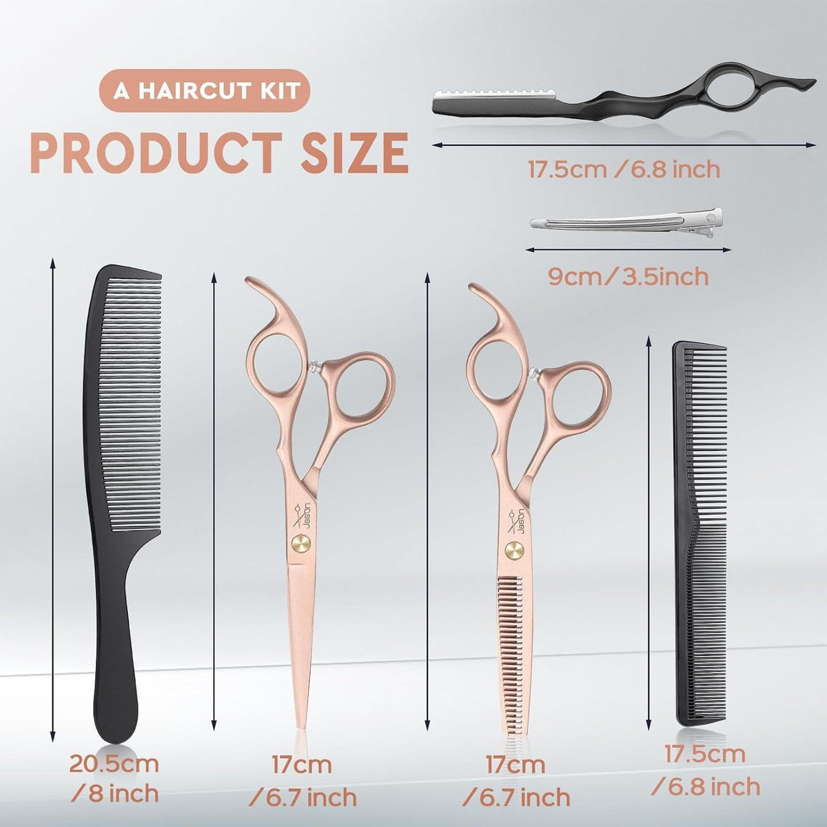Friseurscheren Set & Kochmesser Bundle – Profi Haarschneideschere + 30cm Fleischmesser