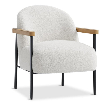 Gepolsterter Lounge-Sessel mit Teddyfleece, Weiß