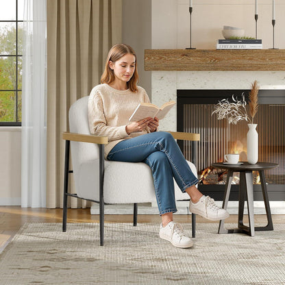 Gepolsterter Lounge-Sessel mit Teddyfleece, Weiß