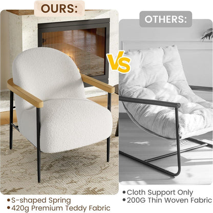 Gepolsterter Lounge-Sessel mit Teddyfleece, Weiß