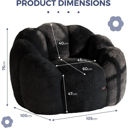 Sitzsack Erwachsene mit Memory-Foam & Kunstfell, Floral