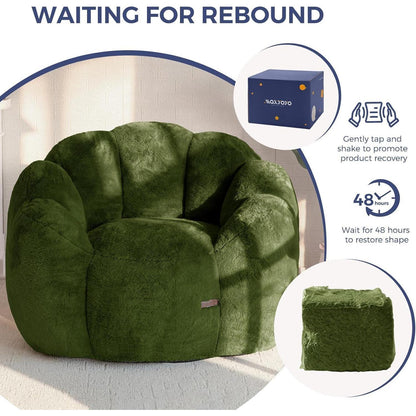 Sitzsack Erwachsene, Blumenform, Memory Foam, Grün