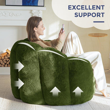 Sitzsack Erwachsene, Blumenform, Memory Foam, Grün