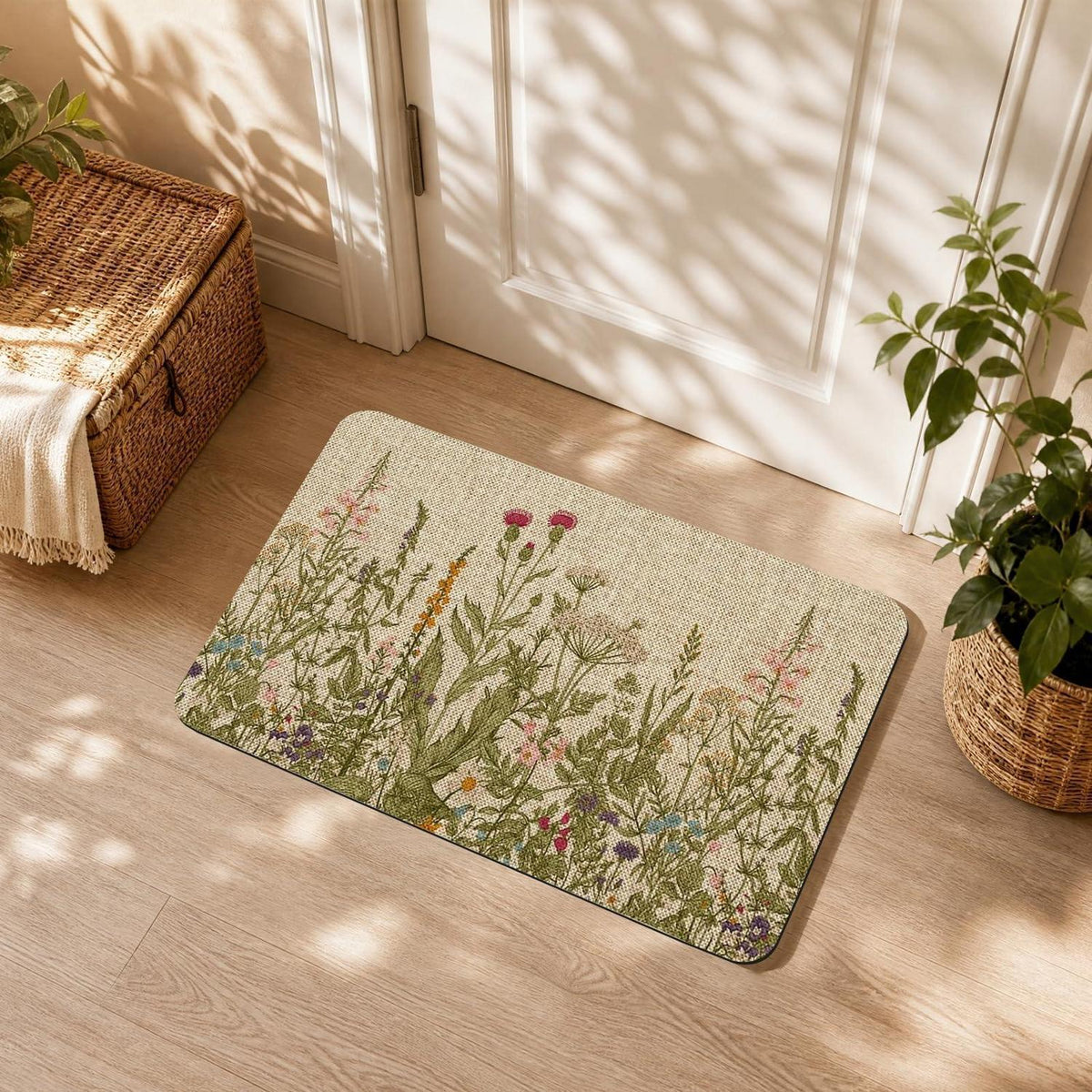 Schmutzfangmatte Blumen Stil 2 – Rutschfest & Waschbar 60x90cm