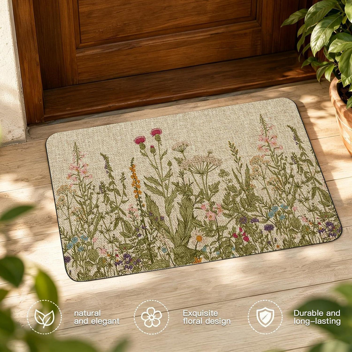 Schmutzfangmatte Blumen Stil 2 – Rutschfest & Waschbar 60x90cm