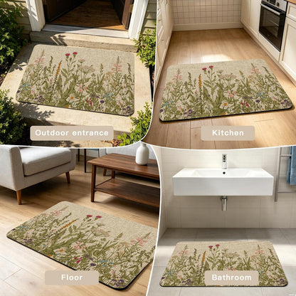 Schmutzfangmatte Blumen Stil 2 – Rutschfest & Waschbar 60x90cm
