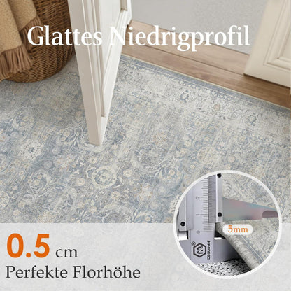 Waschbarer Wohnzimmerteppich Blau 200x300cm Vintage Design
