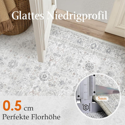Grauer Läufer 60x240cm – Waschbarer Flurteppich mit Rutschfestem Boden