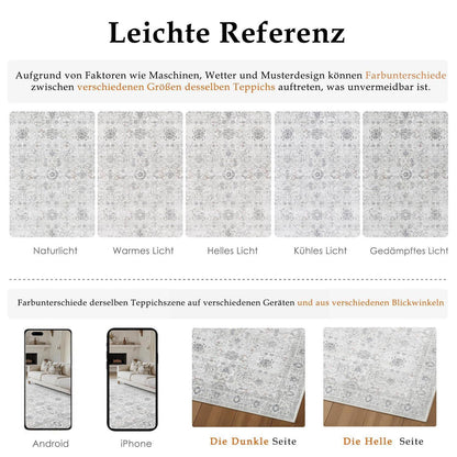 Grauer Läufer 60x240cm – Waschbarer Flurteppich mit Rutschfestem Boden