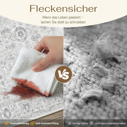 Waschbarer Wohnzimmerteppich Grau 200x300cm – Vintage Design