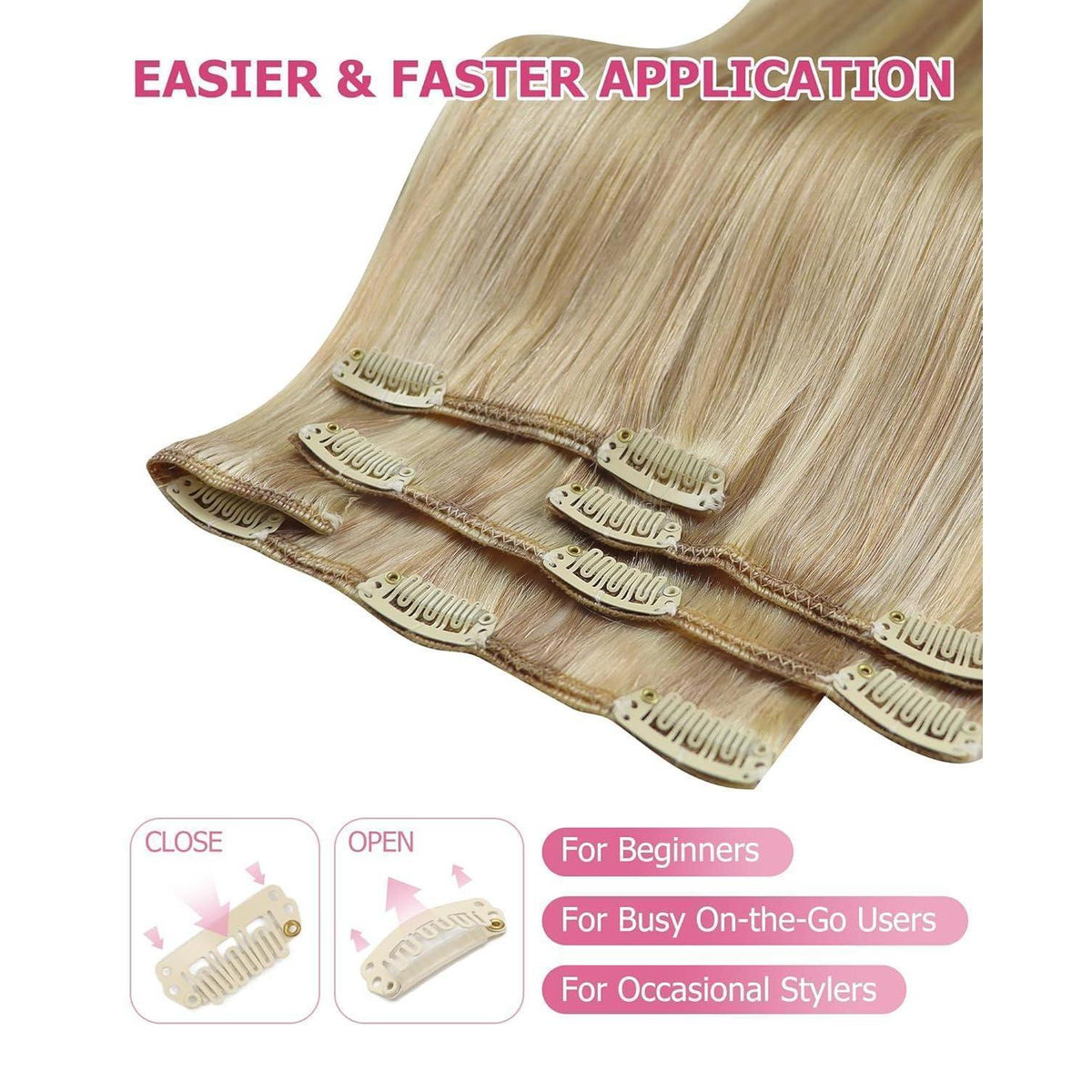 Blond Echthaar Extensions 60cm – Clip-in Haarverlängerung