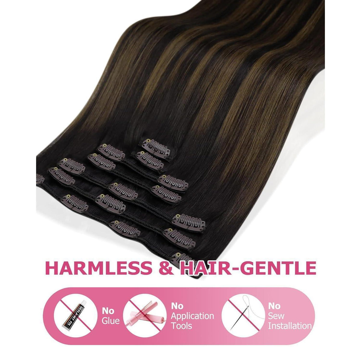 Echthaar Clip-in Extensions 60cm braun Balayage