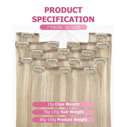 Blond Clip-in Extensions Echthaar 55cm – Aschblond & Platinblond